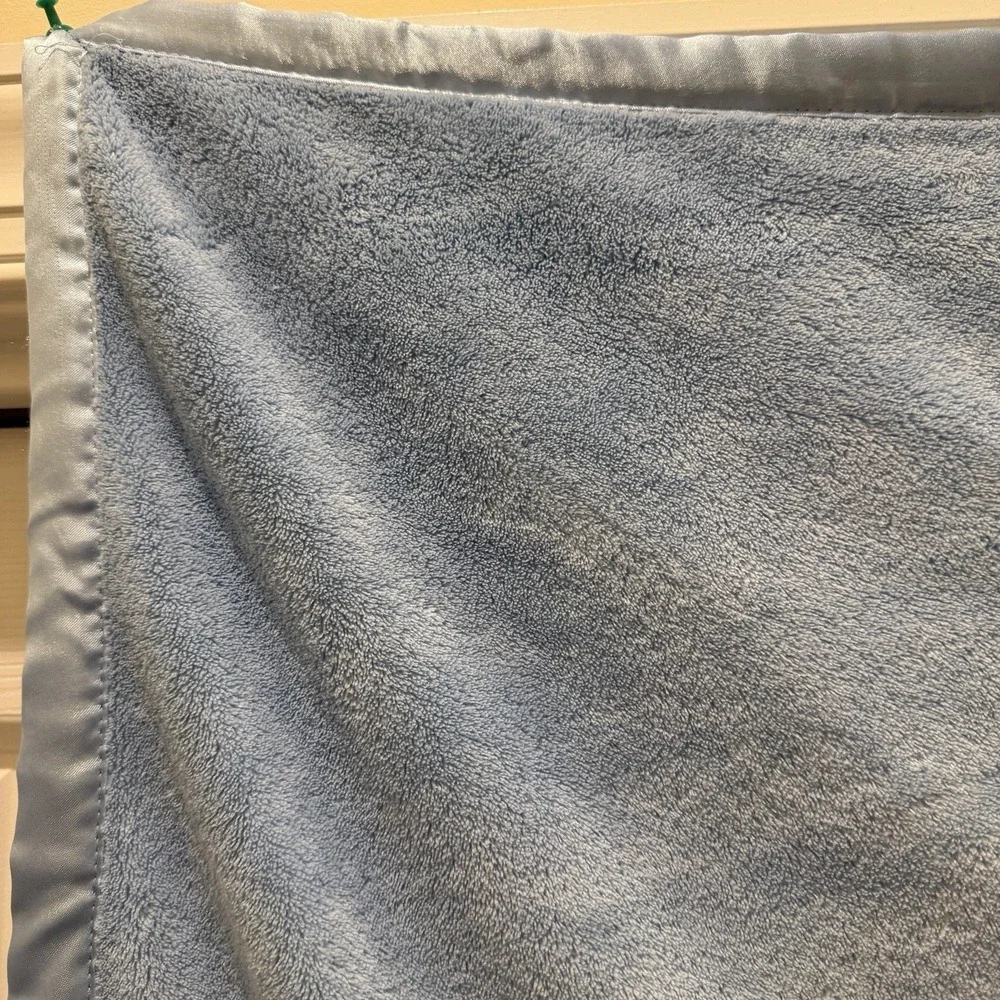 Linus Satin Trim Baby Blanket Peanuts Lovey Blue Plush Security Is a Thumb